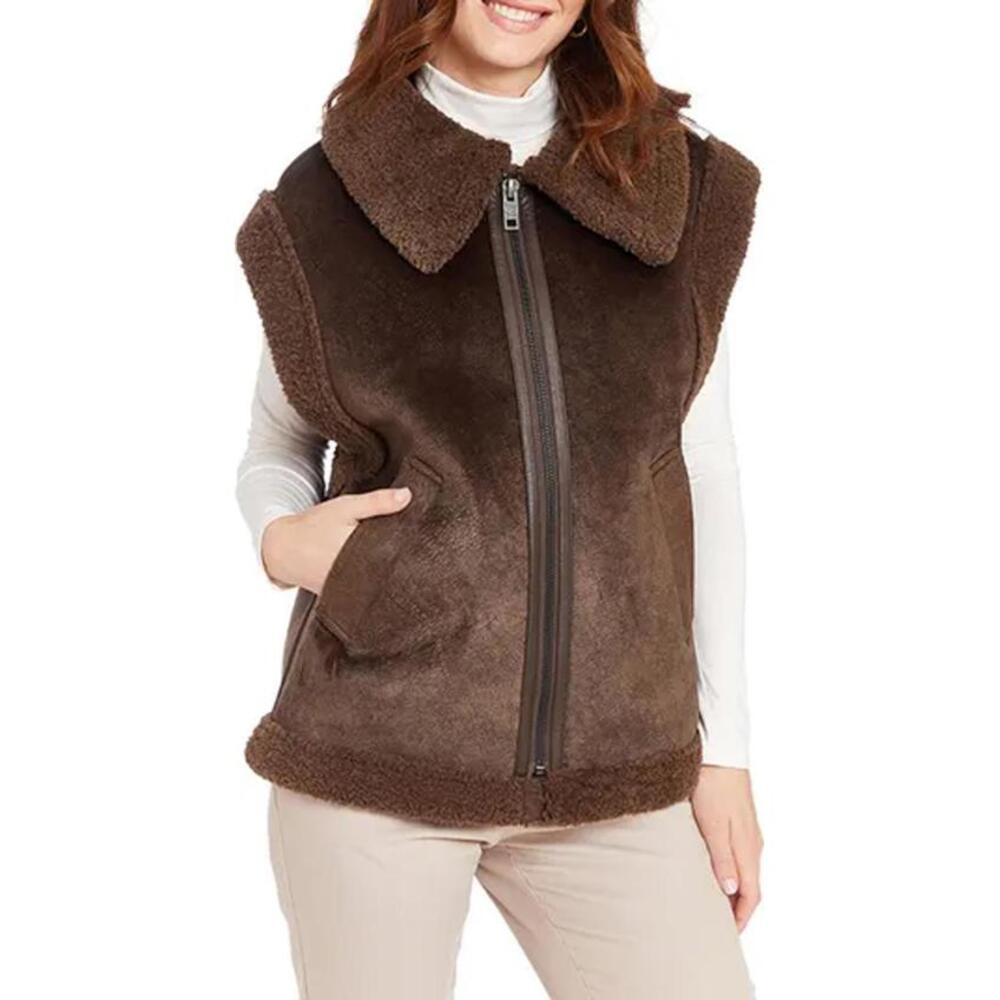 NWT! Frye Water Resistant Faux Shearling Vest Brown Size XS